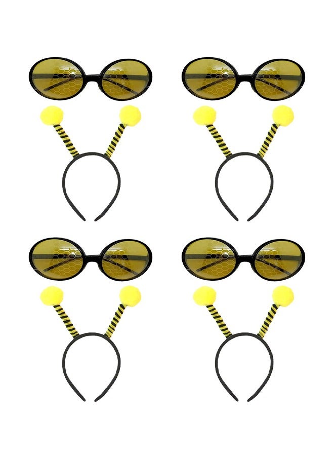 8 Pack Bee Headband and Glasses Set Antenna Headband Boppers with Sun Honey Costumes for Fancy Dress Party Decoration - Image 1